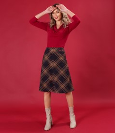 Flared checkered skirt