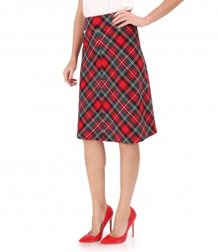 Flared checkered skirt