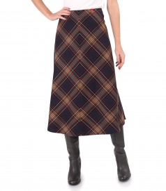 Flared checked midi dress