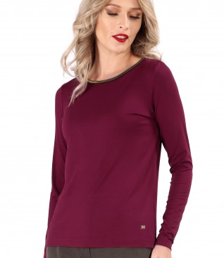 Elastic jersey blouse with long sleeves