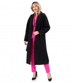 Thick fabric midi overcoat with jacket and pants