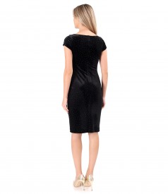 Elastic velvet dress with golden polka dots