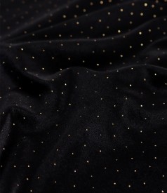 Elastic velvet dress with golden polka dots