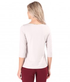 Elegant elastic jersey blouse with 3/4 sleeves