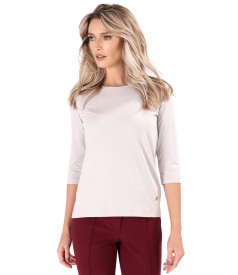 Elegant elastic jersey blouse with 3/4 sleeves