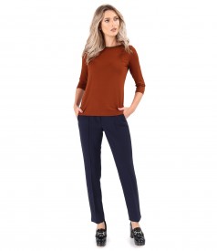 Elegant elastic jersey blouse with 3/4 sleeves