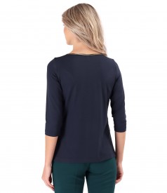 Elegant elastic jersey blouse with 3/4 sleeves