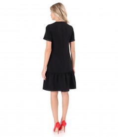 Elegant dress with a ruffle and satin ribbon at the end