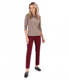 Elastic jersey blouse with ankle pants