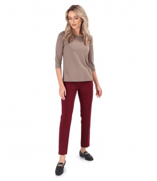 Elastic jersey blouse with ankle pants