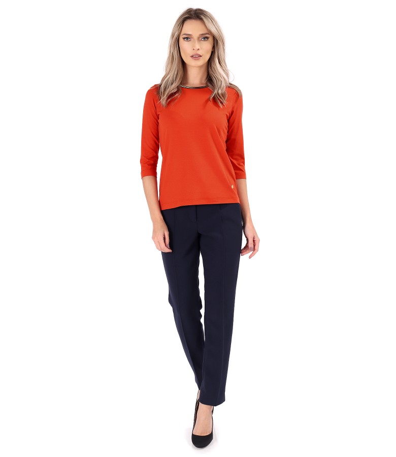 Elastic jersey blouse with elastic fabric pants