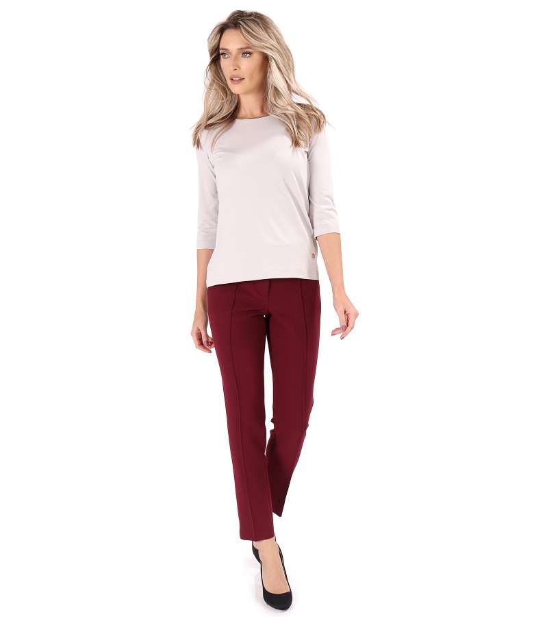 Pants made of thick elastic fabric with blouse made of elastic jersey