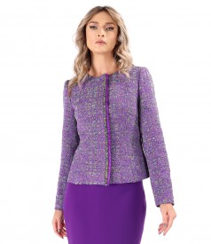 Elegant jacket made of curls with cotton and lurex thread