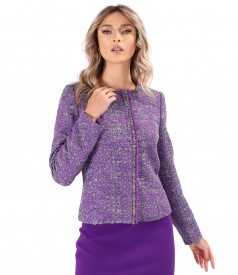 Elegant jacket made of curls with cotton and lurex thread