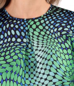 Satin blouse printed with geometric motifs