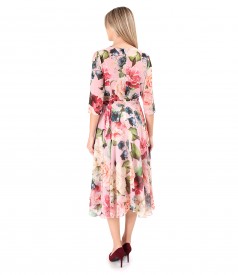 Veil dress printed with floral motifs