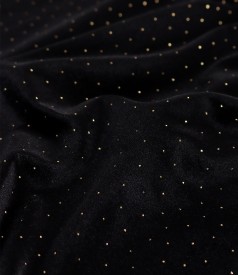 Black elastic velvet jacket with golden polka dots