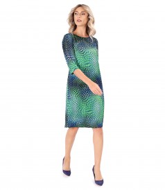 Satin dress printed with geometric motifs