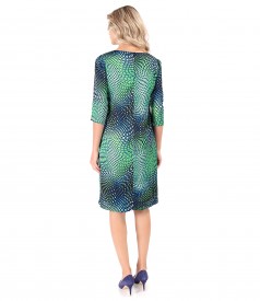 Satin dress printed with geometric motifs