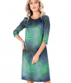 Satin dress printed with geometric motifs