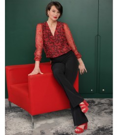 Flared pants made of elastic fabric