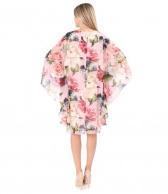 Butterfly dress made of digital printed veil with floral motifs