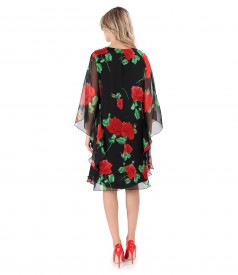 Butterfly dress made of digital printed veil with floral motifs