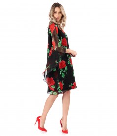 Butterfly dress made of digital printed veil with floral motifs