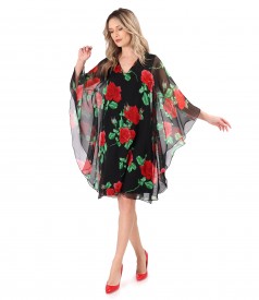 Butterfly dress made of digital printed veil with floral motifs