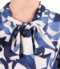 Elegant viscose blouse with scarf type collar