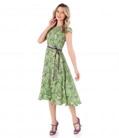 Elegant viscose dress printed with floral motifs