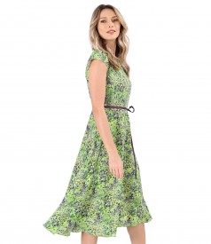 Elegant viscose dress printed with floral motifs