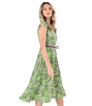 Elegant viscose dress printed with floral motifs