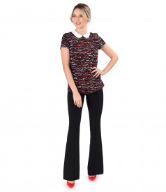 Flared pants with jersey blouse