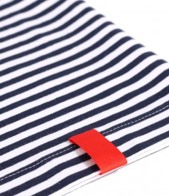 Elastic cotton blouse printed with stripes