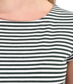 Elastic cotton blouse printed with stripes