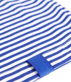 Elastic cotton blouse printed with stripes