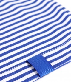 Elastic cotton blouse printed with stripes