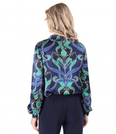 Digitally printed natural silk blouse