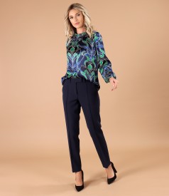 Digitally printed natural silk blouse