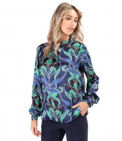 Digitally printed natural silk blouse