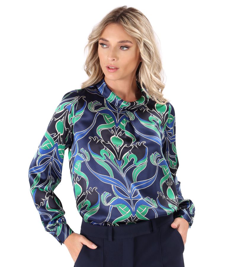 Digitally printed natural silk blouse