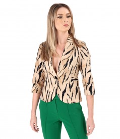 Elastic cotton jacket with animal print