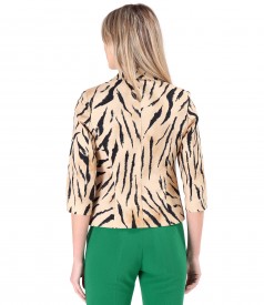 Elastic cotton jacket with animal print