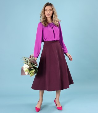 Skirt with blouse with pleats on the front