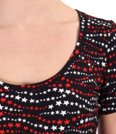 Elastic jersey blouse printed with stars