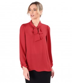 Blouse with long sleeves and scarf collar