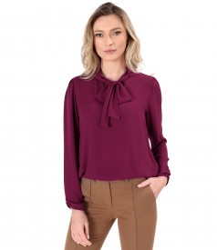 Blouse with long sleeves and scarf collar