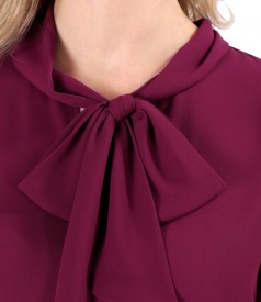 Blouse with long sleeves and scarf collar