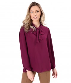 Blouse with long sleeves and scarf collar